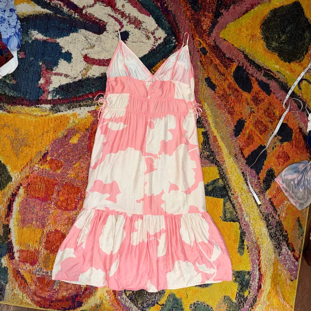 H&M Floral Pink‎ & White Tiered Midi Dress
